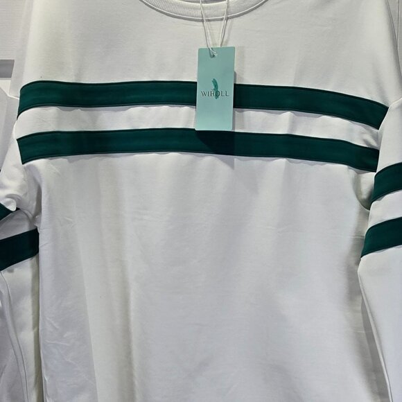 NWT Men's White with Green Stripes Casual Loose Fit Sweater – Size Small - Picture 3 of 6